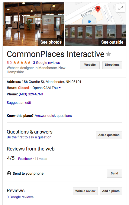 Google My Business CommonPlaces