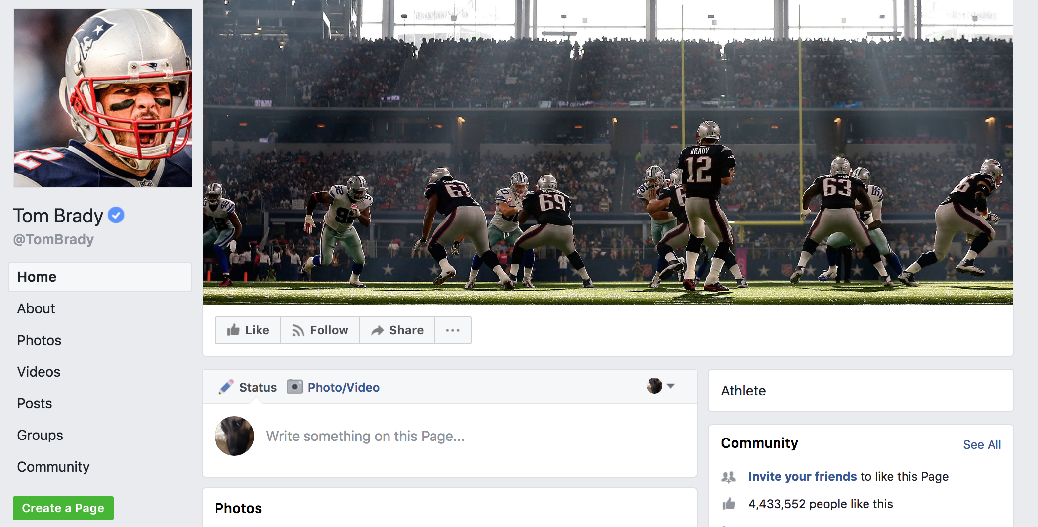 Tom Brady Facebook Page