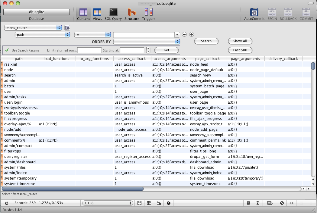 SQLite screenshot
